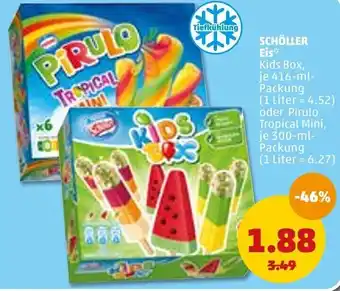 PENNY Schöller Eis Kids Box 416 ml oder Pirulo Tropical Mini 300 ml Packung Angebot