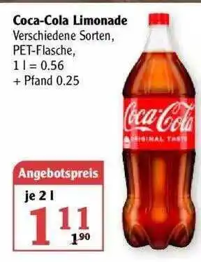 Globus Coca-cola Limonade Verschiedene Sorten Pet-flasche Angebot