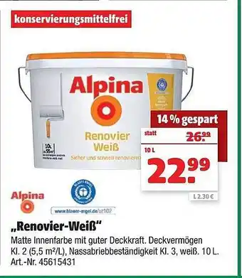 Hagebau Alpina „revovier-weiß“ Angebot