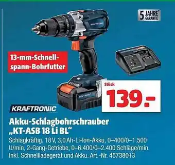 Hagebau Kraftronic Akku-schlagbohrschrauber „kt-asb 18 Li Bl“ Angebot