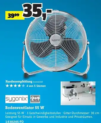 Conrad Sygonix Bodenventilator 55 W Angebot