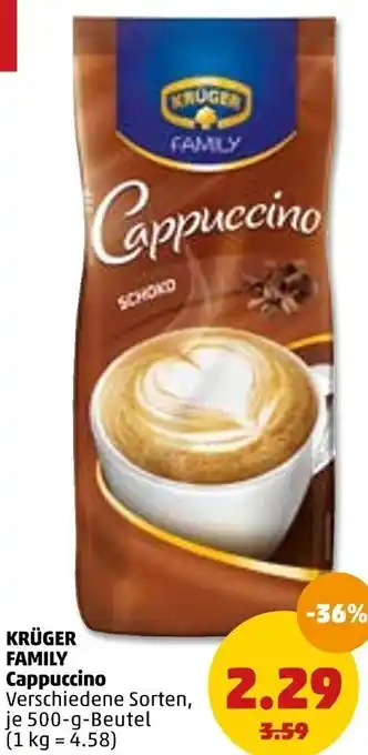 PENNY Krüger Family Cappuccino 500 g Beutel Angebot