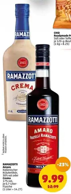 PENNY Ramazzotti Amaro oder Crema 0,7 Liter Flasche Angebot