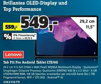 Conrad Lenovo Tab P11 Pro Android Tablet LTE/4G Angebot