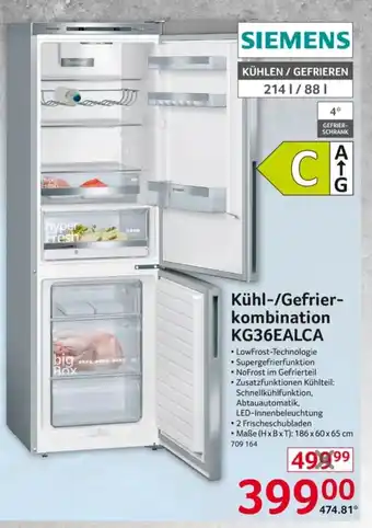 Selgros Siemens Kühl/Gefrierkombination KG36EALCA Angebot