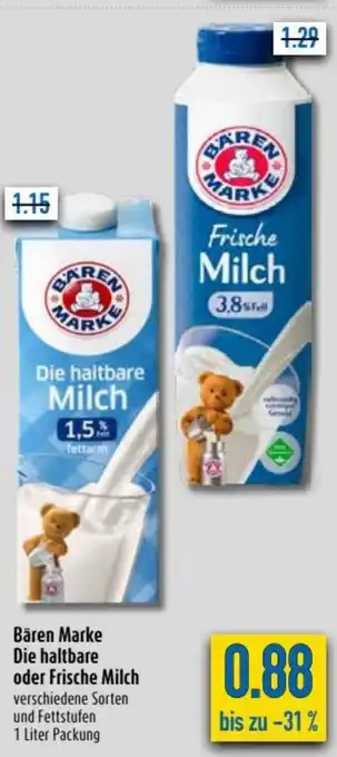 diska Bären Marke Die Haltbare oder Frische Milch 1L Angebot