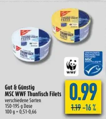 diska Gut & Günstig MSC WWF Thunfisch Filets 150-195g Angebot