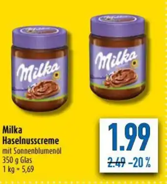 diska Milka Haselnusscreme 350g Angebot