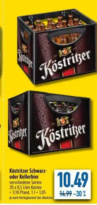 diska Köstritzer Schwarz oder Kellerbier 20x0,5L Angebot