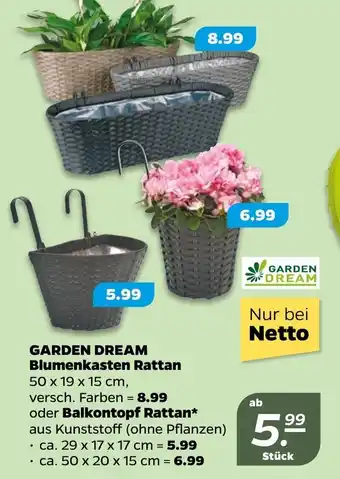 NETTO Garden Dream Blumenkasten Rattan oder Balkontopf Rattan Angebot