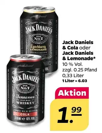 NETTO Jack Daniel's & Cola oder Jack Daniel's & Lemonade 0,33 Liter Angebot