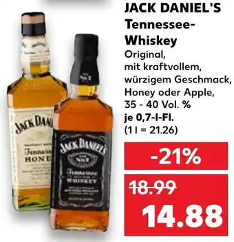 Kaufland Jack Daniel's Tennessee Whiskey 0,7 L-Fl. Angebot