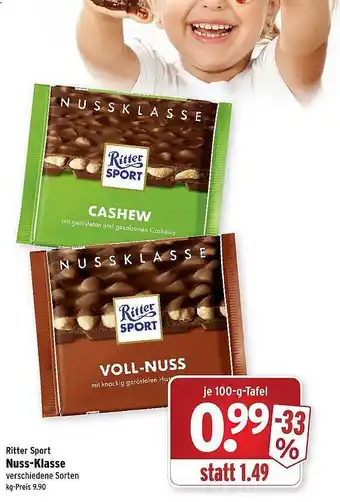 Wasgau Ritter Sport Nuss-klasse Angebot