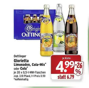 Wasgau Oettinger Glorietta Limonaden, Cola-mix*, Cola* Angebot