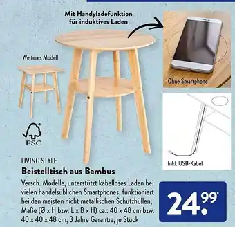 Aldi Süd Living Style Beistelltisch Aus Bambus Angebot