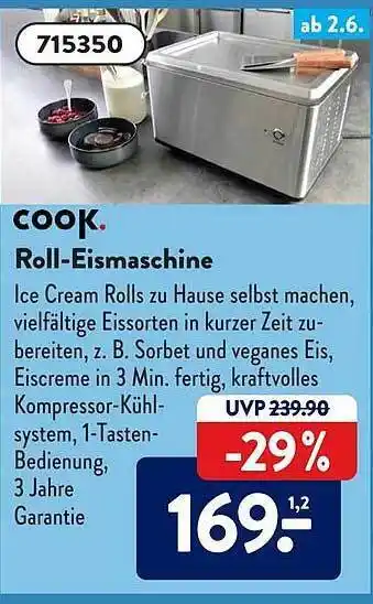 Aldi Süd Cook Roll-eismaschine Angebot