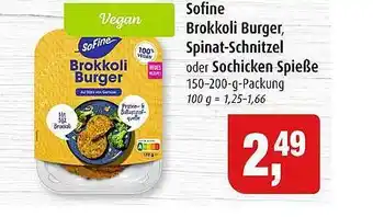 Markant Sofine Brokkoli Burger Spinat-schnitzel Oder Sochicken Spieße Angebot