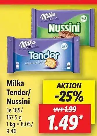 Lidl Milka Tender Odre Nussini Angebot