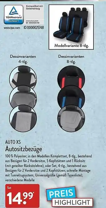 Aldi Nord Auto Xs Autositzbezüge Angebot