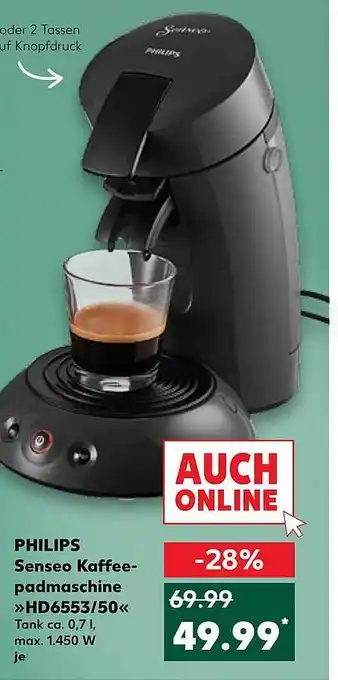 Kaufland Philips Senseo Kaffee-padmaschine »hd6553 50« Angebot