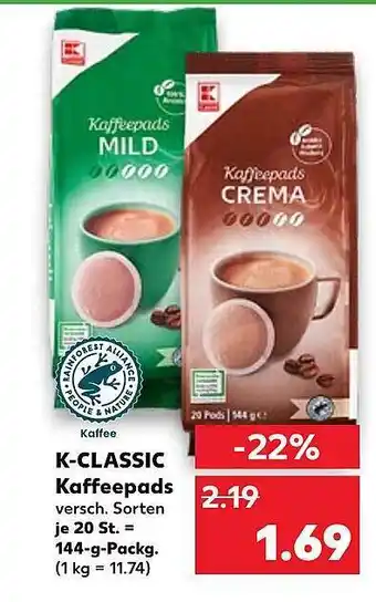 Kaufland K-classic Kaffeepads Angebot