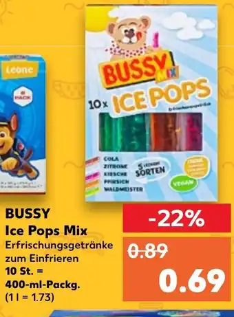 Kaufland Bussy Ice Pops Mix 10 St.=400-ml-Packg. Angebot