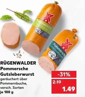 Kaufland Rügenwalder Pommersche Gutsleberwurst je 100 g Angebot