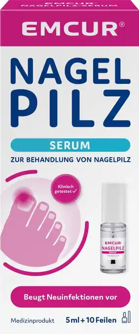 dm drogerie Emcur nagelpilz set, serum + 10 feilen Angebot