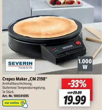 Lidl Severin Crepes Maker „cm2198“ Angebot