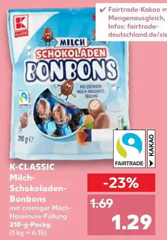 Kaufland K-Classic Milch Schokoladen Bonbons 210 g Packg. Angebot