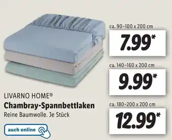 Lidl Livarno Home Chambray Spannbettlaken Angebot