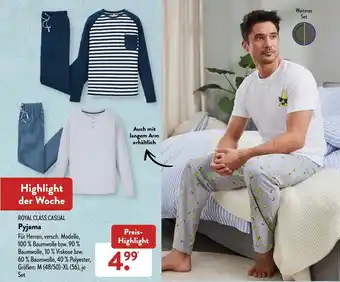 Aldi Süd Royal Class Casual Pyjama M-XL Angebot