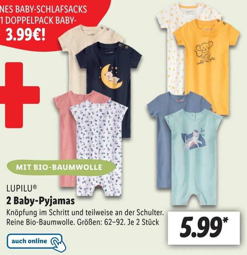 Lupilu 2 Baby Pyjamas Angebot bei Lidl