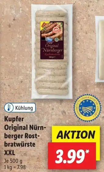 Lidl Kupfer Original Nürnberger Rostbratwürste XXL 500 g Angebot