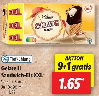 Lidl Gelatelli Sandwich Eis XXL 10x90 ml Angebot