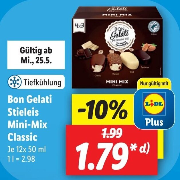 Bon Gelati Stieleis Mini Mix Classic 12x50 ml Angebot bei Lidl