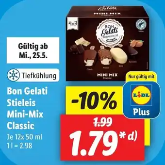 Lidl Bon Gelati Stieleis Mini Mix Classic 12x50 ml Angebot