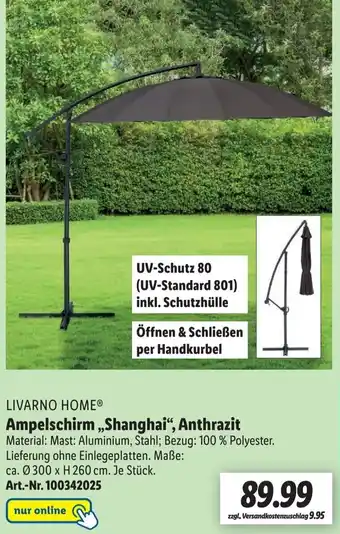 Lidl Livarno Home Ampelschirm ,,Shanghai" Anthrazit Angebot