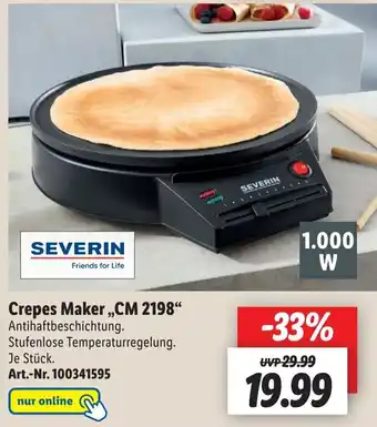 Lidl Severin Crepes Maker ,,CM 2198" Angebot