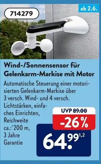 Aldi Süd Wind-/Sonnensensor fur Gelenkarm-Markise mit Motor Angebot