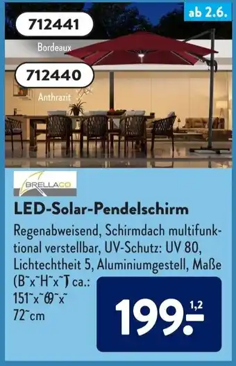 Aldi Süd BrellaCo LED-Solar-Pendelschirm Angebot