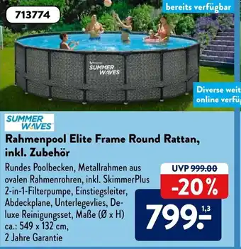 Aldi Süd Summer Waves Rahmenpool Elite Frame Round Rattan, inkl.Zubehor Angebot