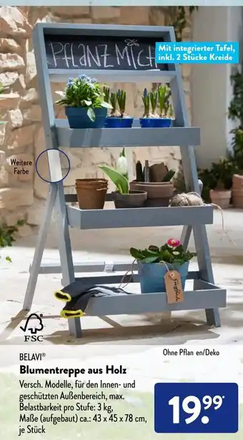 Aldi Süd BELAVI Blumentreppe aus Holz Angebot