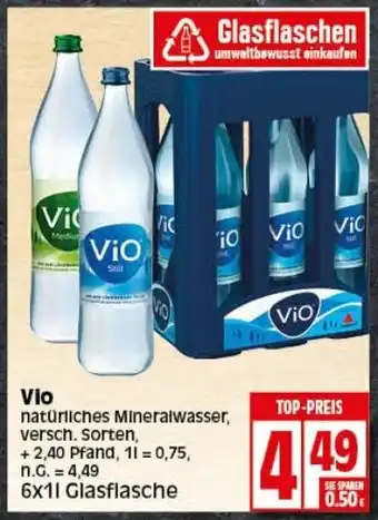 Elli Markt Vio Natürliches Mineralwasser 6x1L Glasflasche Angebot