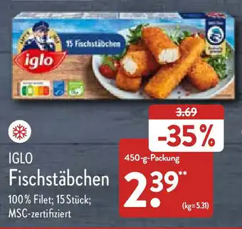 Aldi Nord iglo Fischstäbchen 450-g-Packung Angebot