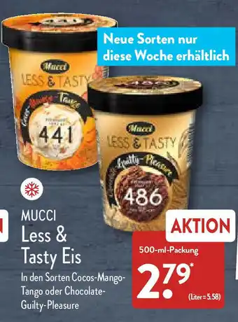 Aldi Nord Mucci Less & Tasty Eis 500-ml-Packung Angebot