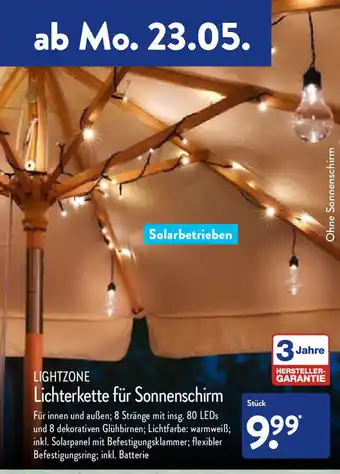 Aldi Nord Lightzone Lichterkette für Sonnenschirm Angebot