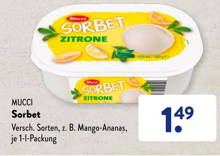 Mucci Sorbet 1L Angebot bei Aldi Süd