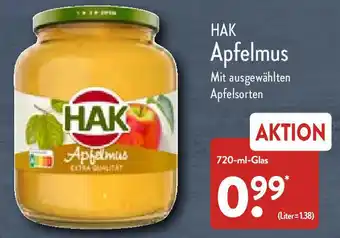 Aldi Nord Hak Apfelmus 720 ml Glas Angebot