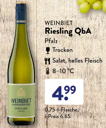 Aldi Süd Weinbiet Riesling QbA 0,75 L Flasche Angebot